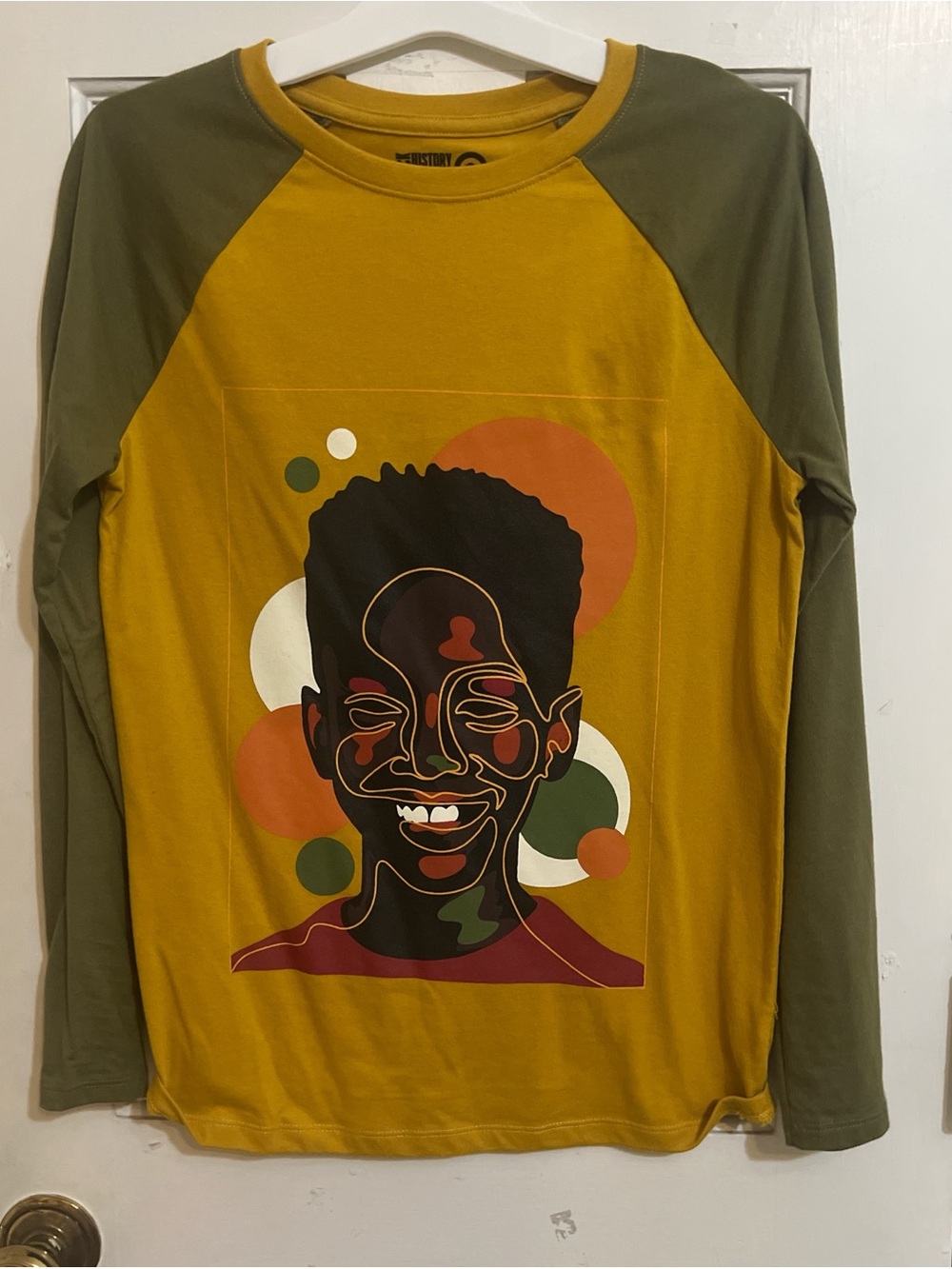Graphic BLM Long Sleeve Tee in Mustard & Olive